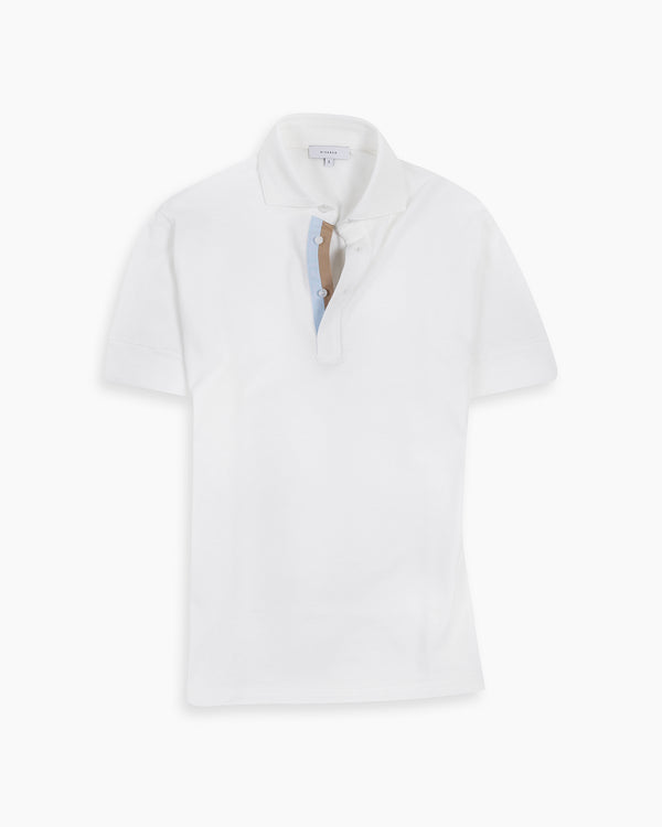 White Twin-Trim Short Sleeve Polo