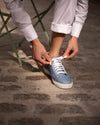 Cornflower Blue Dip-Dye Woven Low-Top Sneakers